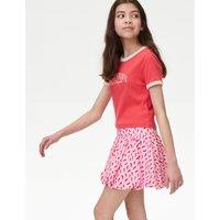 Pure Cotton Printed Puff Ball Skirt (6-16 Yrs)