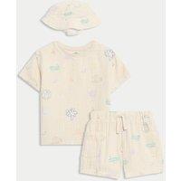 3pc Print Shorts with Hat Outfit (0-3 Yrs)