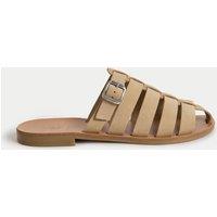 Suede Buckle Flat Mules
