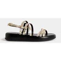 Leather Strappy Flatform Sandals