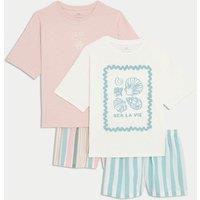 2pk Pure Cotton Seashell Pyjama Sets (1-16 Yrs)