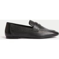 Leather Slip On Flat Loafers