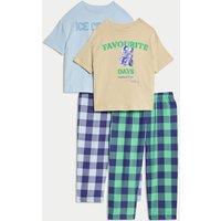 2pk Pure Cotton Checked Pyjama Sets (1-16 Yrs)