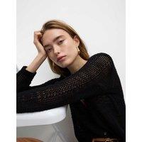 Cotton Rich Open Stitch Cropped Cardigan