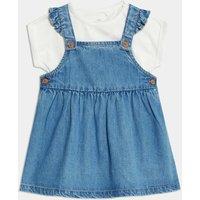 2pc Pure Cotton Denim Pinafore Outfit (0-3 Yrs)