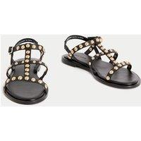 Leather Studded Flat Gladiator Sandals