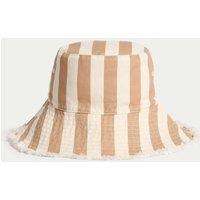 Kids Pure Cotton Striped Wide Brim Bucket Hat (1-13 Yrs)