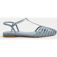 Ankle Strap T Bar Flat Pointed Sandals
