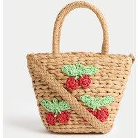 Kids Cherry Straw Basket Bag