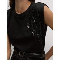 Pure Cotton Jersey Embellished Top