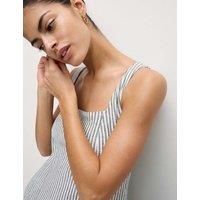 Linen Rich Striped Mini Shift Dress