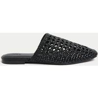Woven Slip On Flat Mules