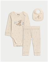 3pc Pure Cotton Bambi Outfit and Bib (7lbs-9 Mths)