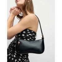 Faux Leather Clean Baguette Bag