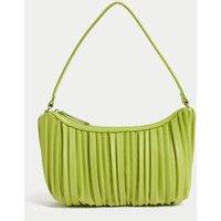 Faux Leather Pleated Shoulder Bag
