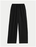M&S Pure Cotton Beach Trousers Black