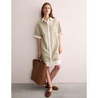 Pure Linen Knee Length Shirt Dress