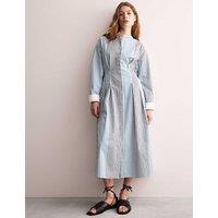Pure Cotton Striped Midi Waisted Dress