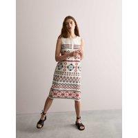 Pure Linen Geometric Knee Length Shift Dress