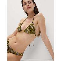 Printed Shirred Triangle Bikini Top