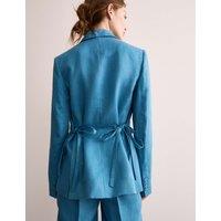 Pure Linen Straight Back Tie Detail Blazer