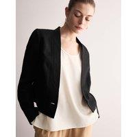 Pure Linen Collarless Cropped Jacket