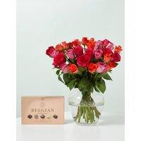 Radiant Rose Abundance Bouquet with Belgian Chocolates