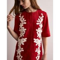 Pure Linen Embroidered Mini Shift Dress