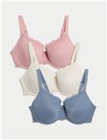 3pk Lace Trim Wired Full Cup Bras F-H