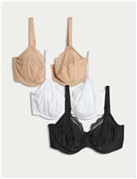 M&S 3pk Wired Full Cup Bras F-H Grey Blue