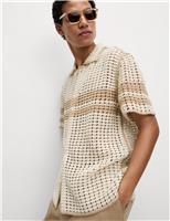 Relaxed Fit Striped Short Sleeve Knitted Shirt