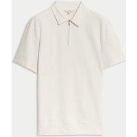M&S Oversized Fit Cotton Rich Textured Polo Shirt Ecru