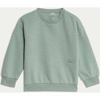 M&S Adaptive Cotton Rich Sweatshirt (2-16 Yrs) Light Verdigris