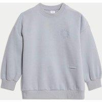 M&S Adaptive Cotton Rich Sweatshirt (2-16 Yrs) Light Slate