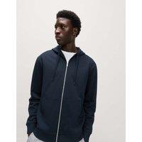 M&S Cotton Rich Zip Through Hoodie Navy