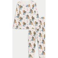 M&S Adaptive Bluey Ribbed Pyjamas (1-8 Yrs) Ivory Mix