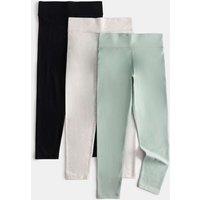 M&S 3 Pack Adaptive Cotton Rich Leggings (2-16 Yrs) Khaki