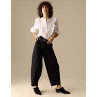 Pure Cotton Seam Detail Barrel Leg Trousers