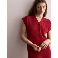 Cotton Blend Knitted V-Neck Midi Dress
