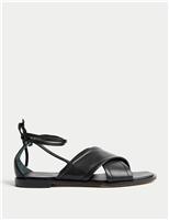 Leather Crossover Flat Sandals