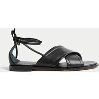 Leather Crossover Flat Sandals