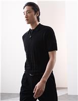 Pure Cotton Textured Knitted Polo Shirt