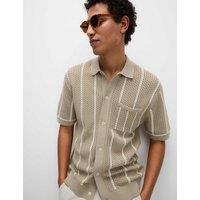 Pure Cotton Striped Knitted Polo Shirt