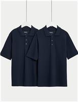2pk Unisex Stain Resist School Polo Shirts (2-18 Yrs)