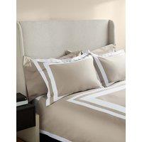 M&S X Kelly Hoppen Pure Cotton Double Border Bedding Set Taupe