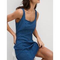 Linen Rich Square Neck Mini Shift Dress
