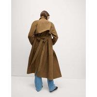 Double Breasted Longline Suedette Trench Coat