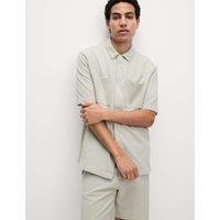 Cotton Blend Short Sleeve Overshirt