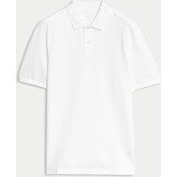M&S Slim Fit Cotton Rich Pique Polo Shirt White