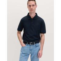 M&S Slim Fit Cotton Rich Pique Polo Shirt Dark Navy